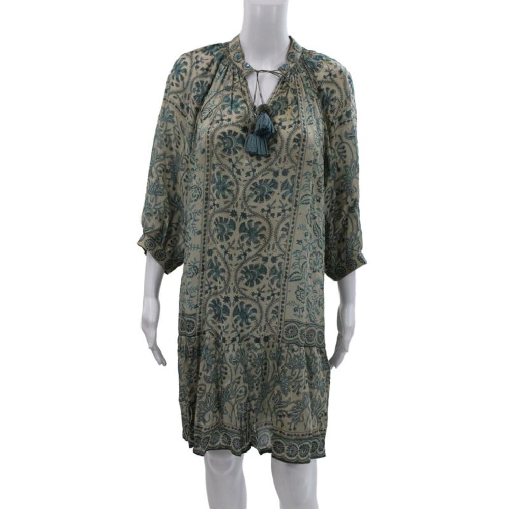 Bella Tu Womens Shift Floral Beige Dress Size M